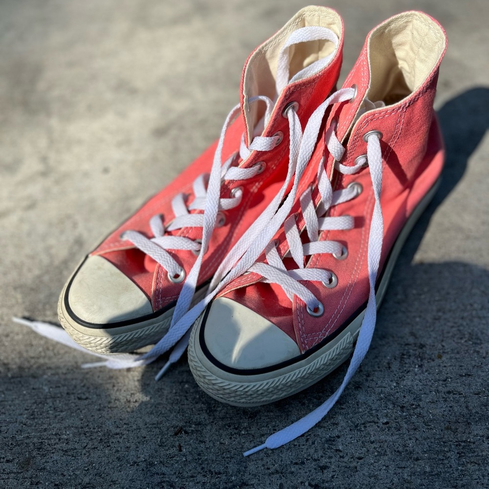 Converse Pink and White High-Top Sneakers